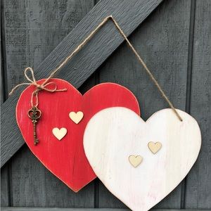Handcrafted Wooden Hearts Plaque “Key”